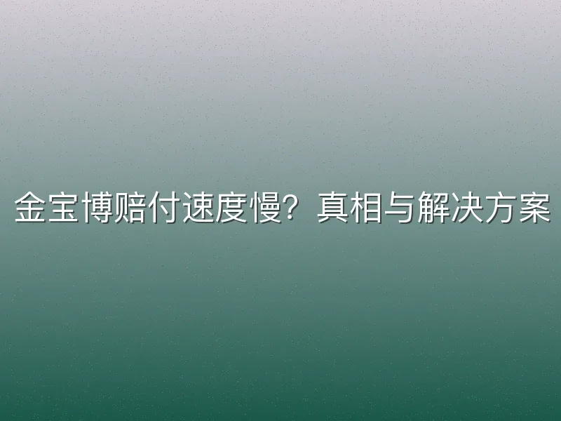 金宝博赔付速度慢？真相与解决方案